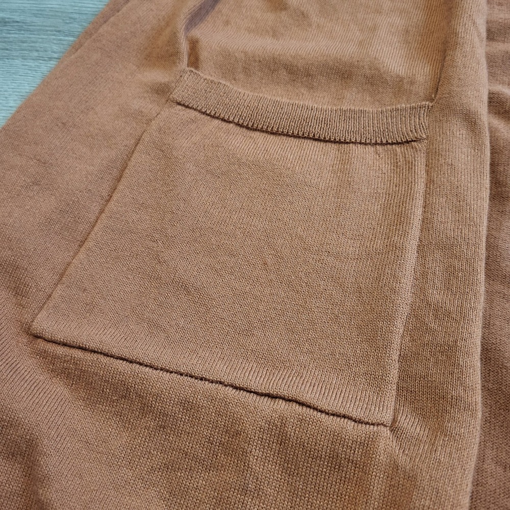 Nine West Womens Longline Open Front Cardigan Rust Brown Knit Sweater Large NEW - Picture 5 of 8